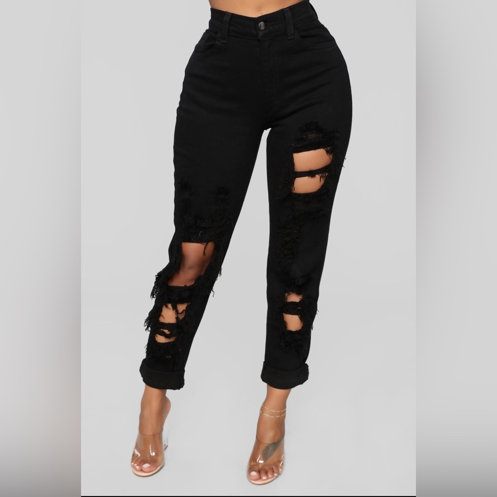 Distressed Black Jeans